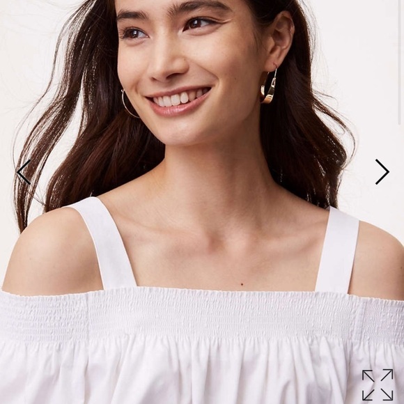 Ann Taylor LOFT Smocked Off the Shoulder Top - Picture 3 of 7